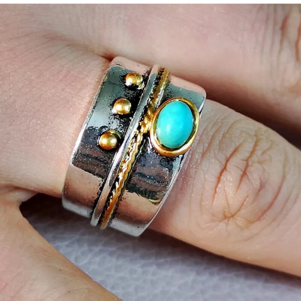 HANDMADE 925 SILVER TURQUOISE RING SIZE 7 - Picture 5 of 9